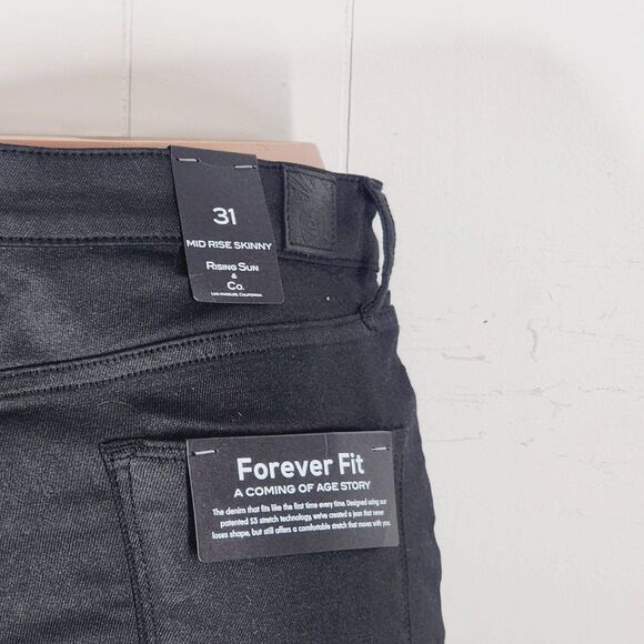 Rising Sun & Co. Women's Black Forever Fit Mid Rise Skinny Jeans Size 31 - Picture 6 of 9